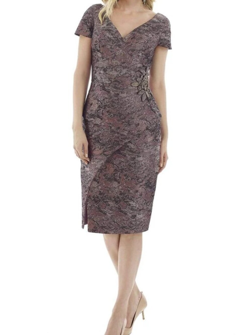 NWT Feriani Couture 20103 V-Neck Peplum Cocktail Dress Purple Haze size 10
